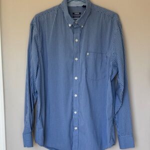 Izod Men's Blue Gingham Button-Down Shirt